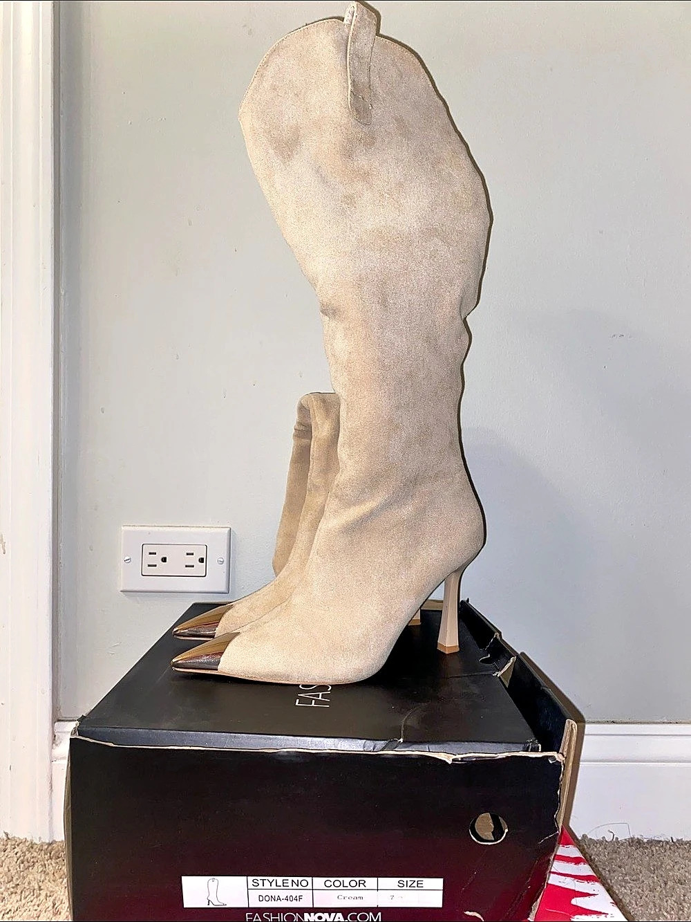 Fashion Nova Over-the-Knee Boots in Cream - Picture 2 of 2